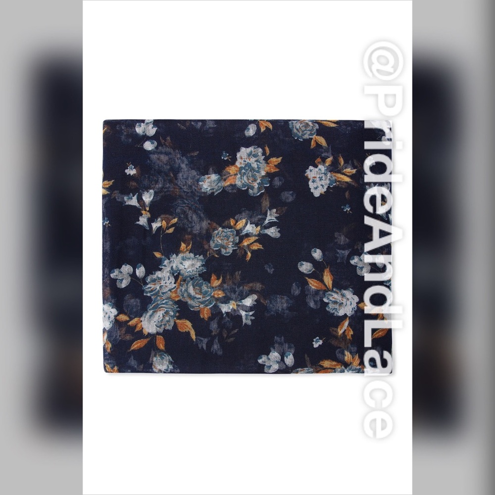 LAST 1️⃣ 💐 Navy Floral Printed Scarf 💐 - Picture 2 of 2